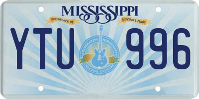 MS license plate YTU996