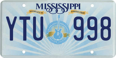 MS license plate YTU998
