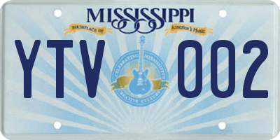 MS license plate YTV002
