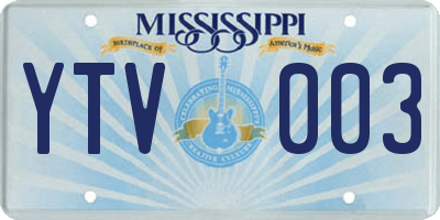 MS license plate YTV003