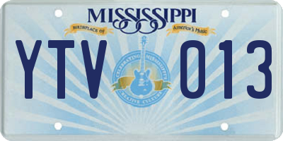 MS license plate YTV013