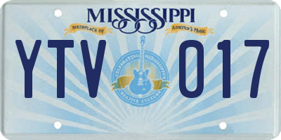 MS license plate YTV017