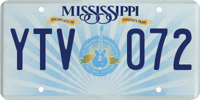 MS license plate YTV072
