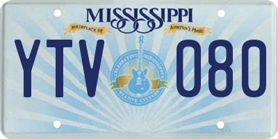 MS license plate YTV080