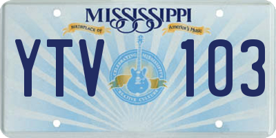 MS license plate YTV103