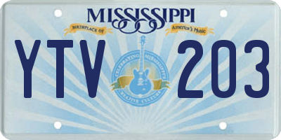 MS license plate YTV203