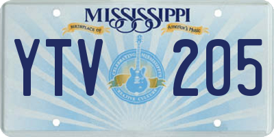 MS license plate YTV205