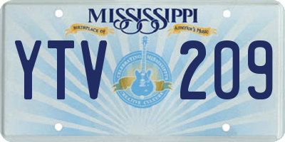 MS license plate YTV209