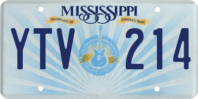 MS license plate YTV214