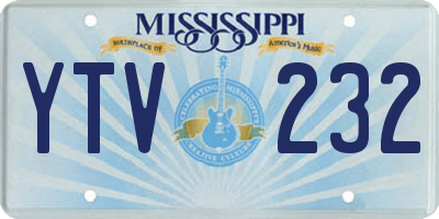 MS license plate YTV232