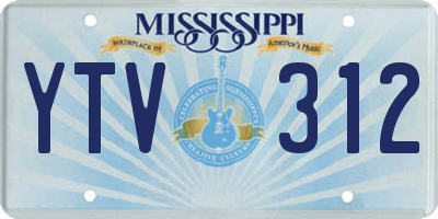 MS license plate YTV312