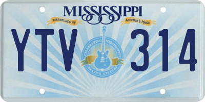 MS license plate YTV314