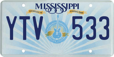 MS license plate YTV533