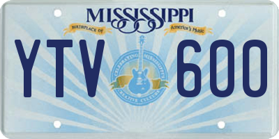 MS license plate YTV600