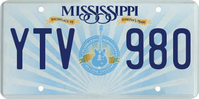 MS license plate YTV980
