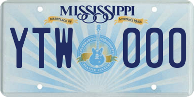 MS license plate YTW000