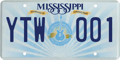 MS license plate YTW001