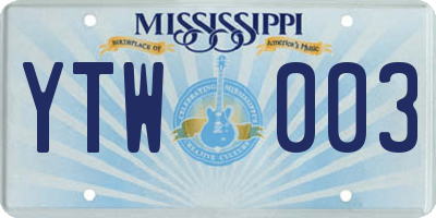 MS license plate YTW003