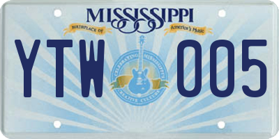 MS license plate YTW005