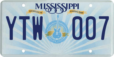 MS license plate YTW007