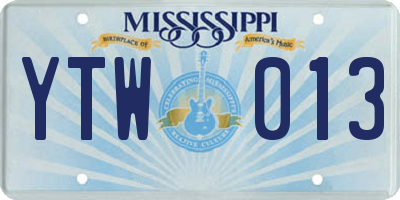 MS license plate YTW013