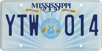 MS license plate YTW014