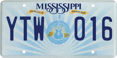 MS license plate YTW016