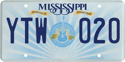MS license plate YTW020