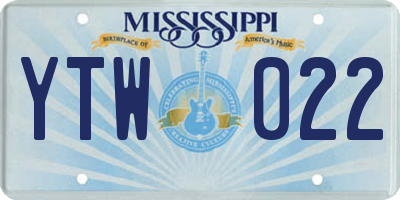 MS license plate YTW022