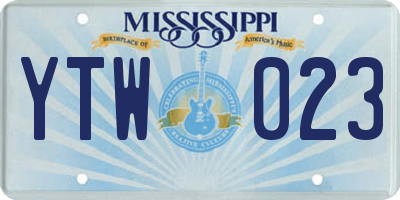 MS license plate YTW023