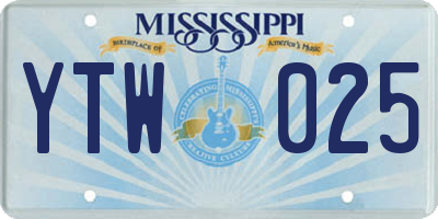 MS license plate YTW025