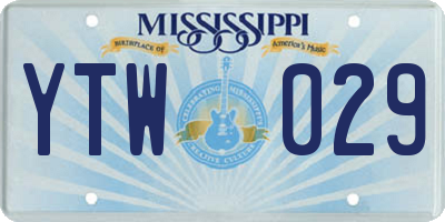 MS license plate YTW029