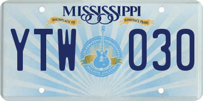 MS license plate YTW030