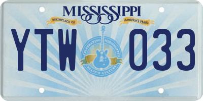 MS license plate YTW033