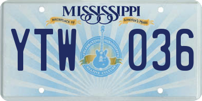 MS license plate YTW036