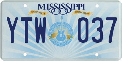 MS license plate YTW037