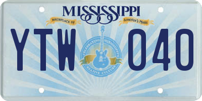 MS license plate YTW040