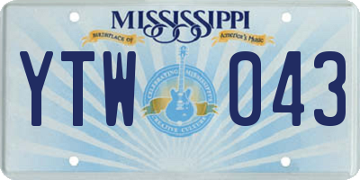 MS license plate YTW043
