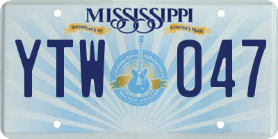 MS license plate YTW047