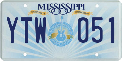 MS license plate YTW051