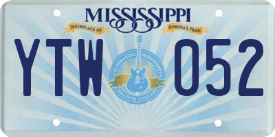 MS license plate YTW052