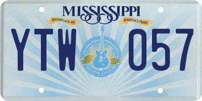 MS license plate YTW057
