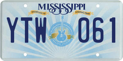 MS license plate YTW061