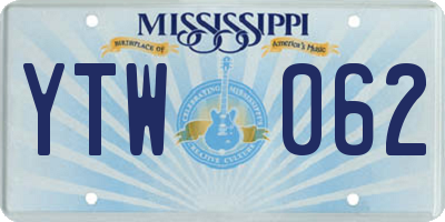 MS license plate YTW062