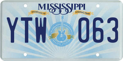 MS license plate YTW063