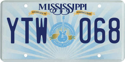 MS license plate YTW068