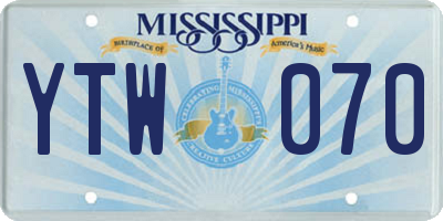 MS license plate YTW070