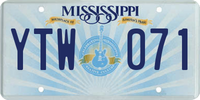 MS license plate YTW071
