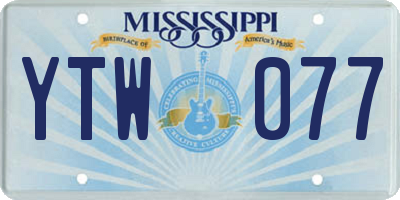 MS license plate YTW077