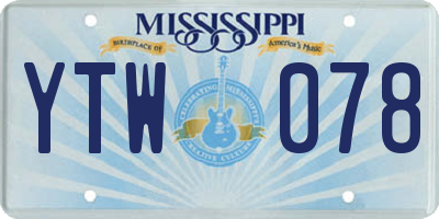 MS license plate YTW078